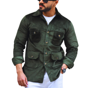 Dark Green Corduroy Hunting Shacket Men - Premium Rugged Style | Jaipurio